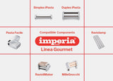 Imperia IPasta Línea Gourmet. Máquina para pasta rugosa. 100% Made in Italy. Máquina de pasta fresca en acero. Laminadora crea láminas rugosas y porosa, lasagnette y fettuccine. (Plata)