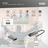 DIGITUS DS-55343 Extensor USB-C a HDMI – UHD 4K 120 Hz – 30 m a través de cable LAN – Set: emisor y receptor – HDMI 2.1, HDCP 2.3, USB 3.1 – HDR, Deep Color