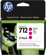 HP 712 3ED78A Magenta, Paquete de 3 Cartuchos de Tinta Original HP, de 29ml, para Impresoras Plotter de Gran Formato HP DesignJet Series T650, T630, T250, T230 y Studio y Cabezal de Impresión HP 713
