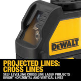DEWALT DW088K-XJ - Láser Autonivelante de 2 Líneas en Cruz, Alcance de 15m, Base Pivotante, Precisión +/-3mm/10m, Compatible con Detector DE0892, Maletín y Pilas AA Incluidas