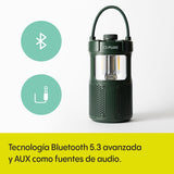 Pure Woodland Glow Altavoz Exterior con Lámpara LED (Bluetooth 5.3, Sonido de 360°, IPX6, portátil, batería de 14 Horas jardín y Camping) Verde