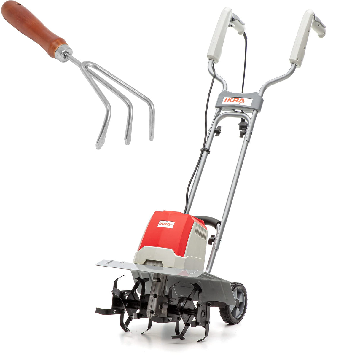IKRA motoazada eléctrica motocultor IEM 1200, Ancho de Trabajo 40cm, Profundidad 20cm, Incluye extirpador Manual
