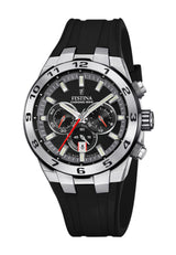 Festina Reloj Hombre F20671/6 Chrono Bike Caja de Acero Inoxidable 316l Plateado Correa de Caucho Negro