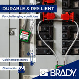 Brady Candado de Cable Compacto Paquete de 6 - Bloqueo de Seguridad Lockout Tagout - Candado de Seguridad - Llaves Diferentes - 32mm x 35mm x 16mm - Longitud del Cable 200mm, Rojo