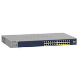 NETGEAR Switch Smart Gigabit Ethernet gestionable de 24 Puertos GS724TP | 24x PoE+ Consumo 190W, 2X 1G SFP| Montaje en sobremesa/Bastidor y protección ProSAFE