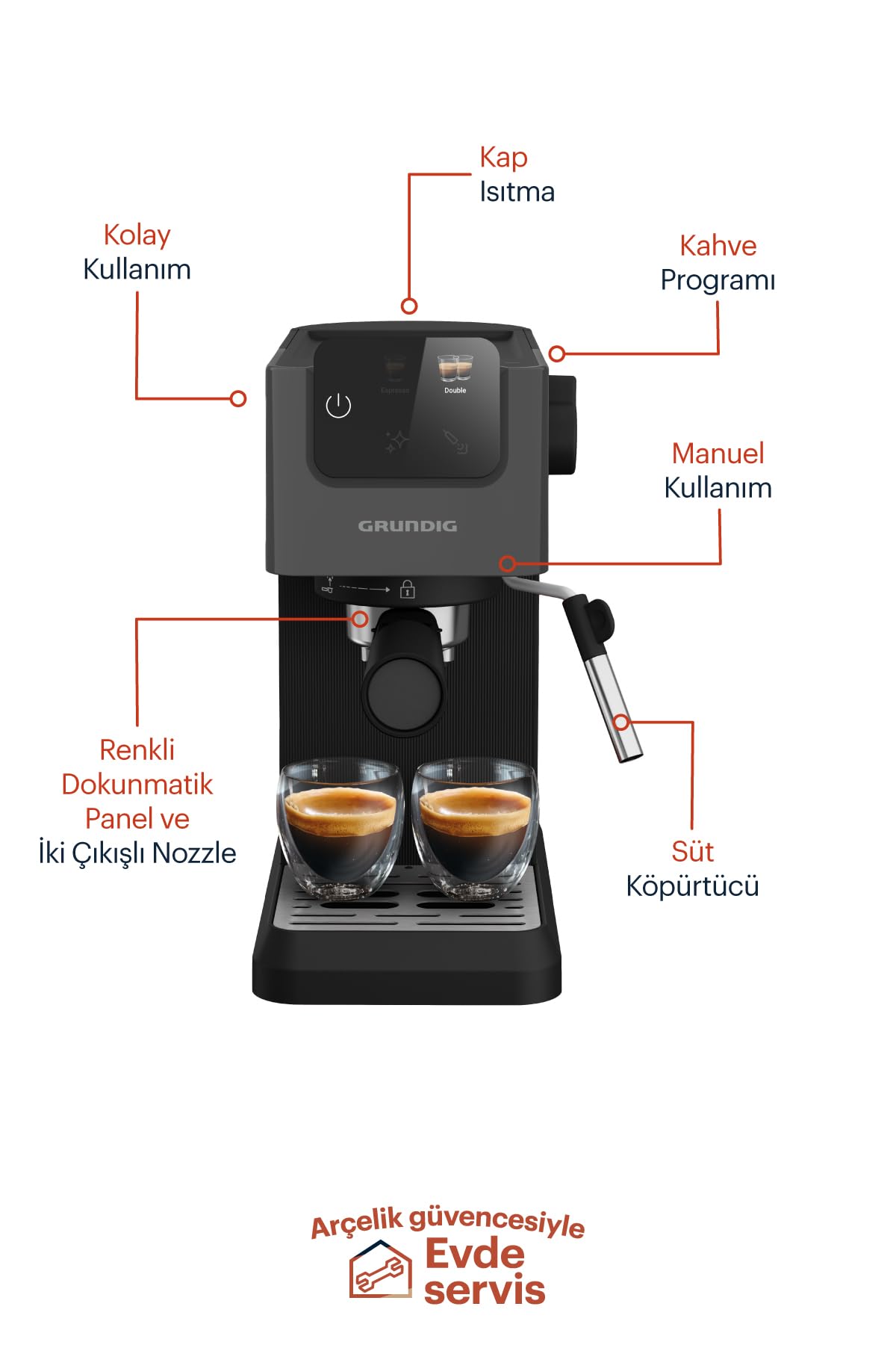 Grundig KSM 4330 Delisia Coffee - Espumador de leche semiautomático, Boquilla para espumar leche