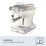 Ariete 1389/13 CAFETERA Espresso Vintage, 900 W, 0.9 litros, 15 bares, maxicapuccino, porta filtro para monodosis y café en grano, plástico Beige