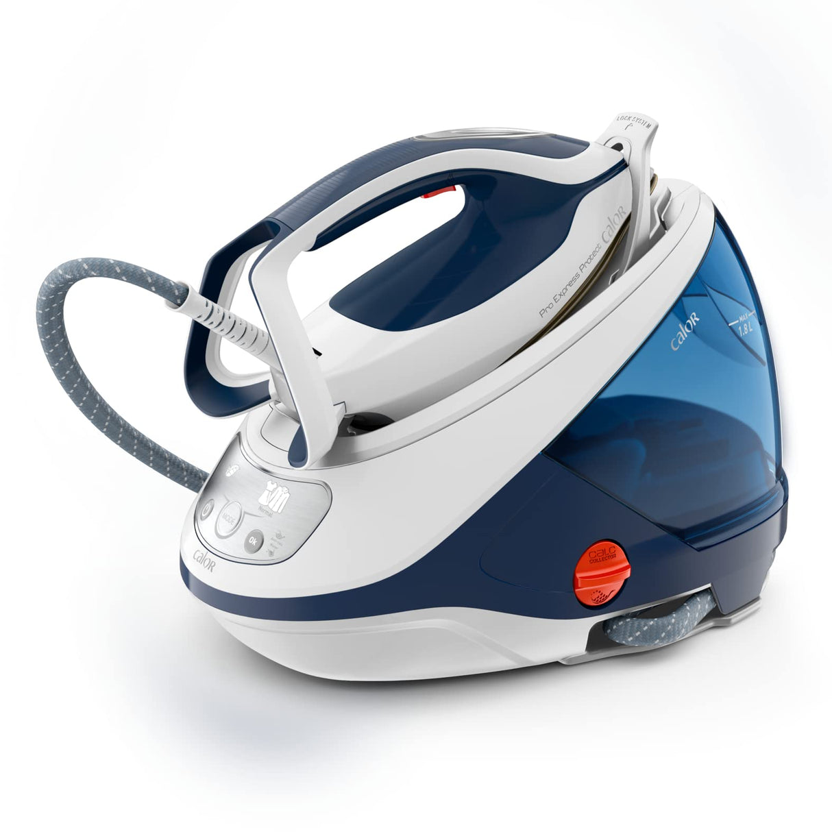 Calor Pro Express Protect GV9223C0 - Central de vapor, potente, bomba de 7,2 bar, flujo de vapor de 130 g/min, función de planchado con vapor de 500 g/min, colector de cal extraíble, producto francés