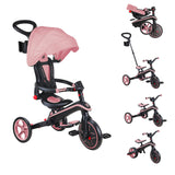 Globber Tricycle Explorer 4 en 1 - Triciclo Plegable y escalable en draisiana para niños de 10 Meses a 5 años - Pastel Rose