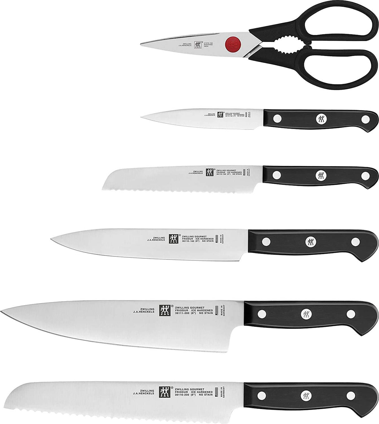 ZWILLING Bloque de cuchillos auto-afilables de 7 piezas, Bloque de madera, Cuchillos y tijeras con mango especial de acero inoxidable/plástico, Gourmet