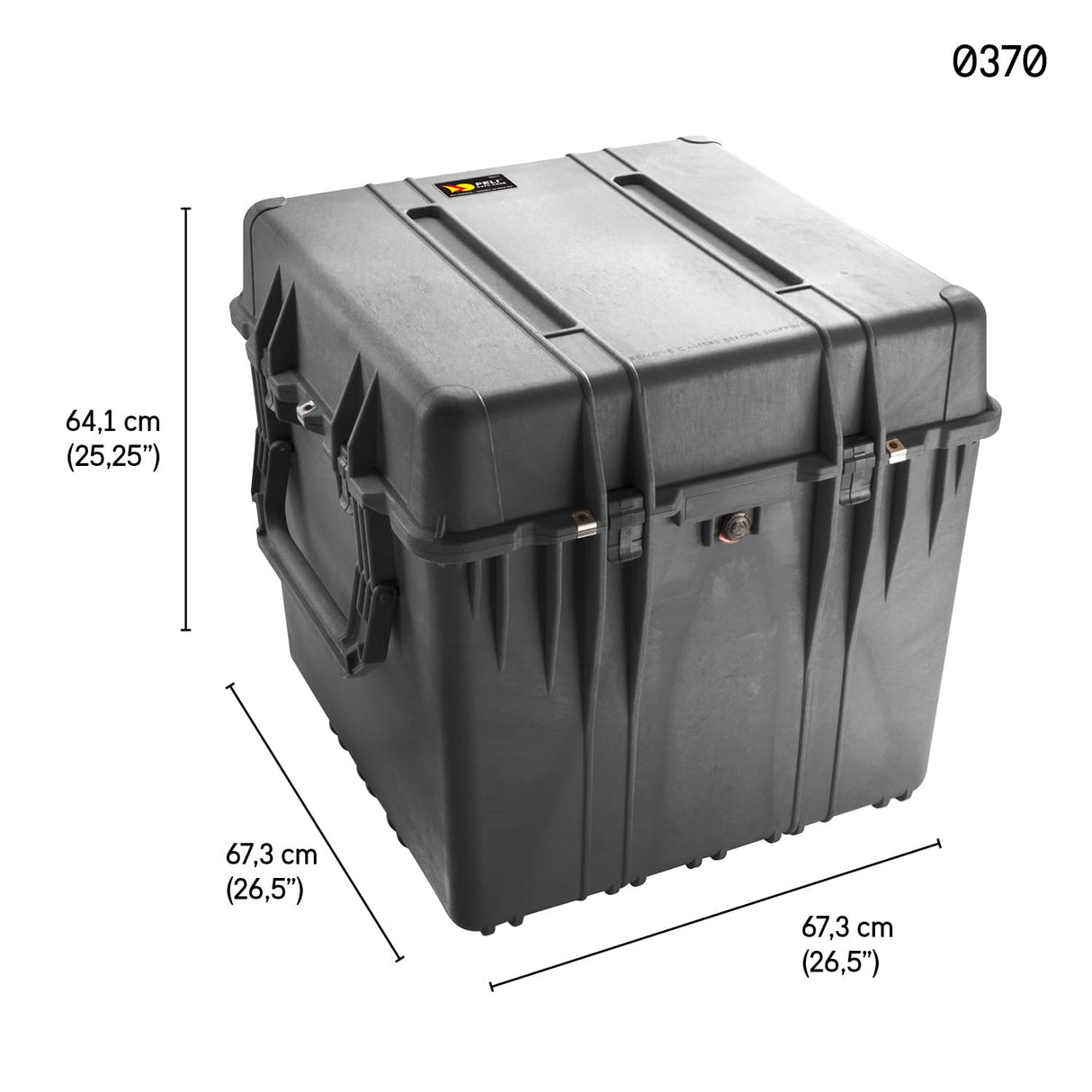 PELI 0370 Maleta Cuadrada Profunda y estanca para Equipos fotográficos y electrónicos, IP67 estanca, 227L de Capacidad, Fabricada en EE.UU., con Espuma Personalizable, Color Negro
