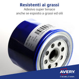 Avery España L6009-100, Etiquetas adhesivas plateadas resistentes intemperie y agua, 45,7x21,2mm, caja de 4800 etiquetas