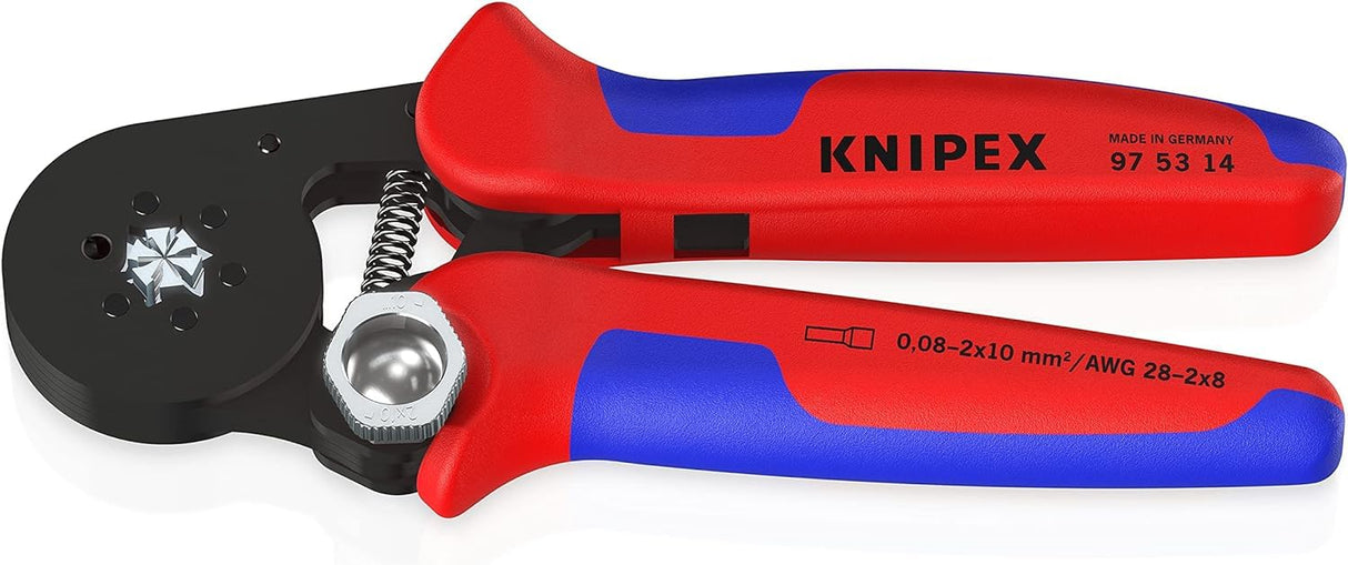 Knipex Alicate autoajustable para crimpar punteras huecas de acceso lateral bruñido, con fundas multicomponentes 180 mm (cartulina autoservicio/blíster) 97 53 14 SB