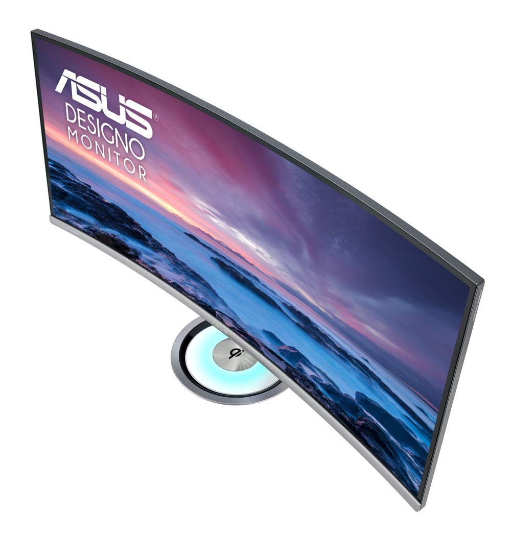 ASUS Designo MX38VC - Monitor Curvo de 38” UWQHD (3840x1600, 2300R, sin Marco, Cargador inalámbrico Qi, Sistema de Sonido Harman Kardon, antiparpadeo, Filtro de luz Azul) Negro