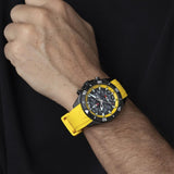 Lotus Reloj Hombre 18945/1 Vortex Caja de Acero Inoxidable 316l Negro Correa de Caucho Amarillo