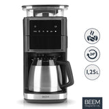 BEEM Cafetera de filtro Fresh Aroma-PERFECT III con mecanismo de molienda, térmica, de acero inoxidable, jarra aislante, mecanismo cónico y Aroma-Plus, filtro permanente, temporizador 24 h, 10 tazas