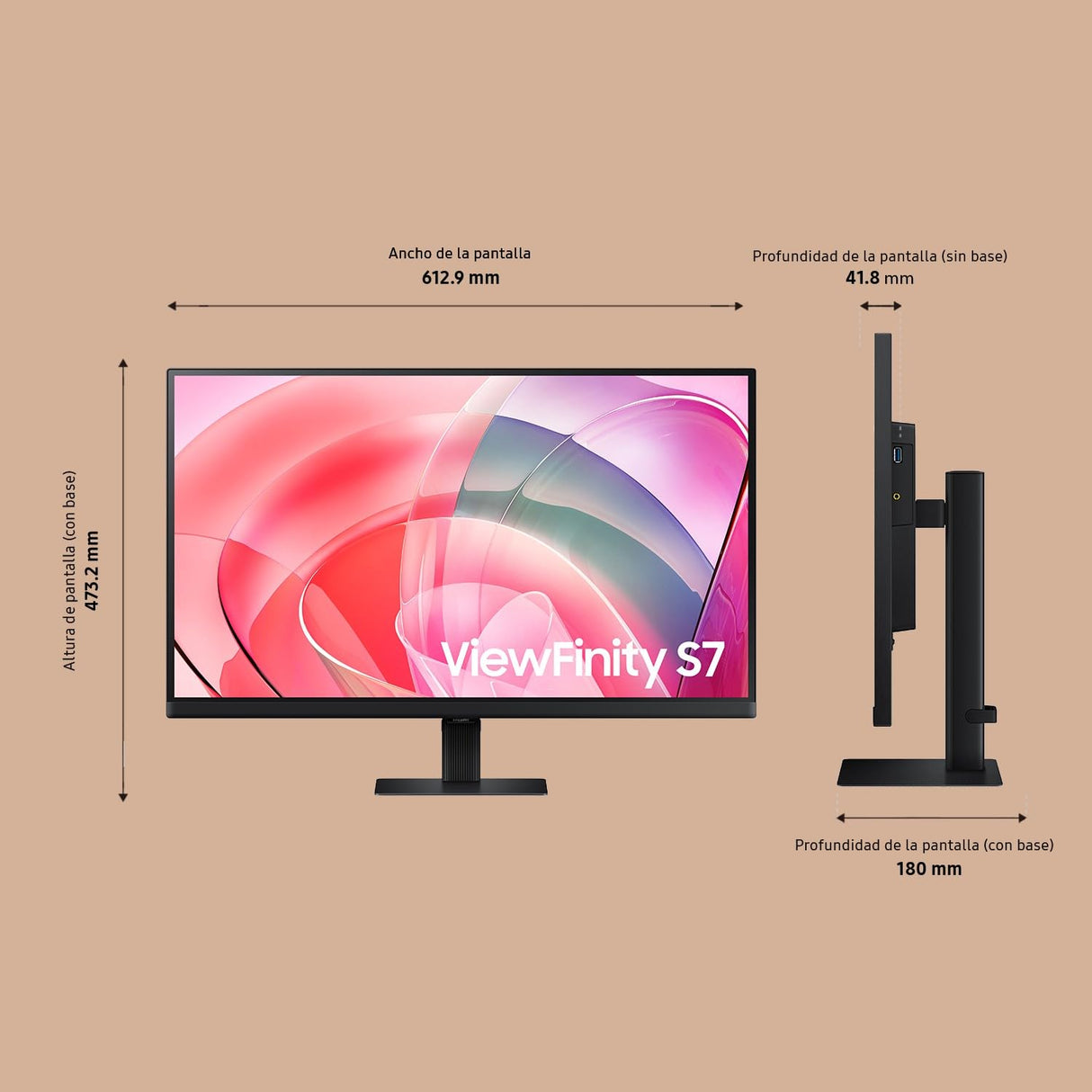 SAMSUNG LS32D700EAUXEN - Monitor Viewfinity S7 de 32" UHD (3840 x 2160, 16:9, 60Hz, 5ms, Modo Eye Saver, Flicker Free), Negro, Versión 2024