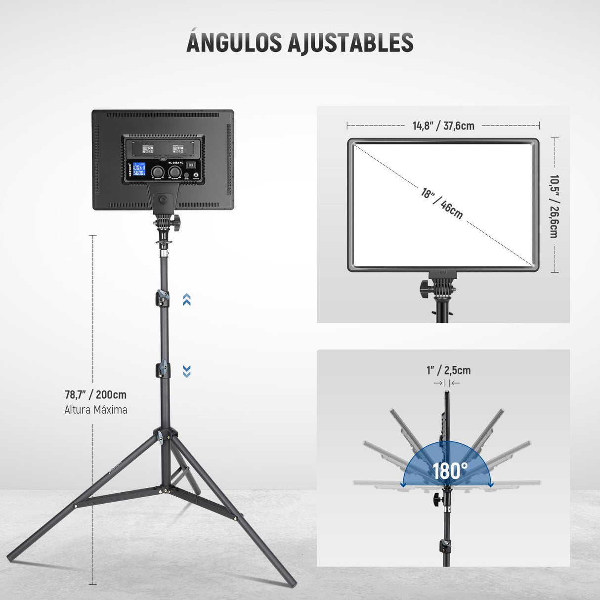 NEEWER Kit de Iluminación de Panel de Luz Video LED de 18" con Control Remoto, 2-Pack 45W Regulable Bicolor + Soporte Luz, 3200-5600K,CRI 97+ 4800Lux para Juego/Transmisión en Vivo/Youtube/Fotografía