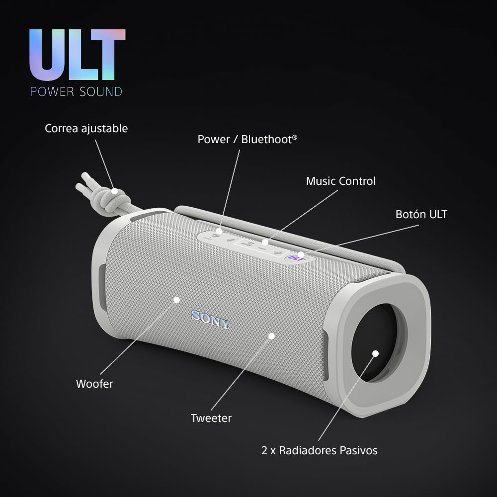 Sony ULT Field 1 Altavoz inalámbrico Bluetooth portátil con ULT Power Sound, Ultimate Deep Bass, IP67, Resistente a los Golpes, 12H de batería, Llamadas nítidas, Blanco Marfil