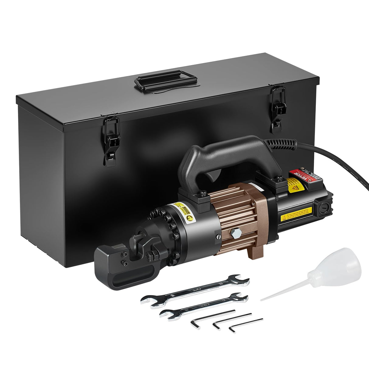 VEVOR Cortadora de Varillas de Refuerzo Hidráulica Eléctrica Portátil de 1500 W, hasta 4-22 mm en 2,5 Segundos, Acero de Alta Potencia con Accesorios Ricos en Aceite, Negro, 435 x 110 x 210 mm