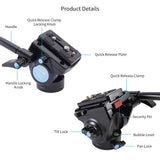 SIRUI Fluid Cabeza de vídeo con la Placa de liberación rápida de Carga máxima de 3 kg 360 Grados Arca Suizo Compatible (AM-5V)
