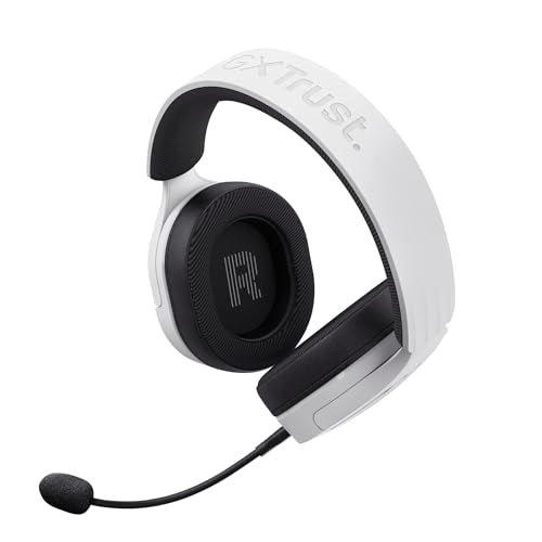 Trust Gaming GXT 491W Fayzo Cascos Gaming Inalámbricos Bluetooth + 2.4 GHz, 7.1 Sonido Envolvente, Batería de 22 Horas, Auriculares Inalámbricos RGB Over-Ear PC PS5 PS4 Switch - Blanco