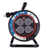 Electraline 49125 Allargador Enrollacables con Tomas de Corriente fijas 25 M, Pletina Fija, Cable H05 VV-F secciòn 3G1,5 mm², Negro, NEW