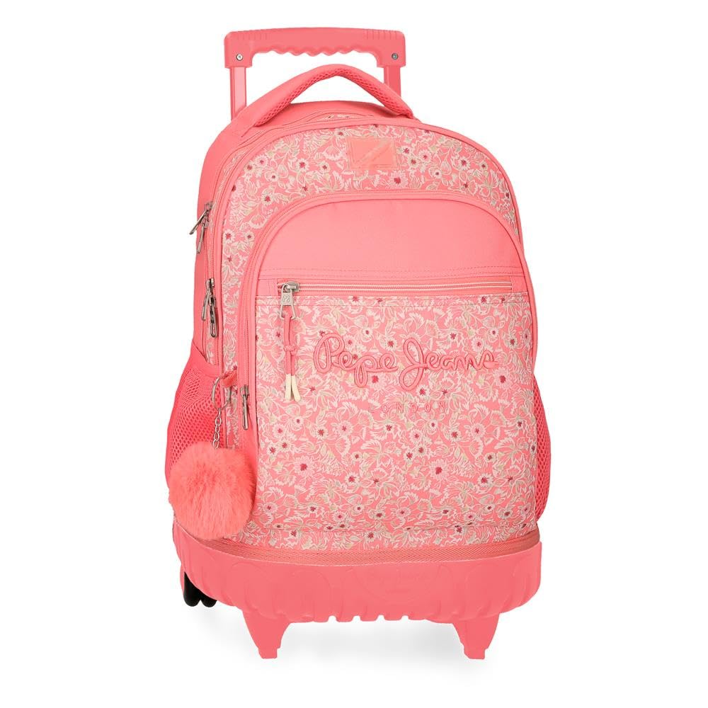 Pepe Jeans Nahid Mochila Compact 2 Ruedas Rosa 32x43x21 cms Poliéster by Joumma Bags