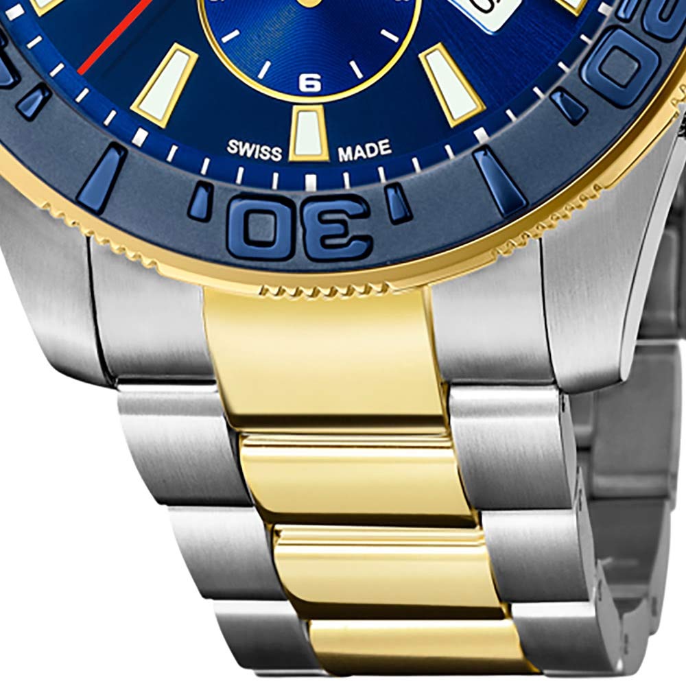 JAGUAR Reloj Modelo J873/1 de la colección Executive, Caja de 46,5 mm Azul con Correa de Acero Bicolor para Caballero