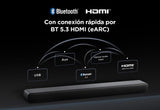 TCL Barra de Sonido S55HE 2.1, 220 vatios, Cine en casa, expansión de Sonido, Dolby Atmos, DTS Virtual:X, Barra de Sonido con subwoofer, Mando a Distancia único, Bluetooth 5.3, HDMI, USB