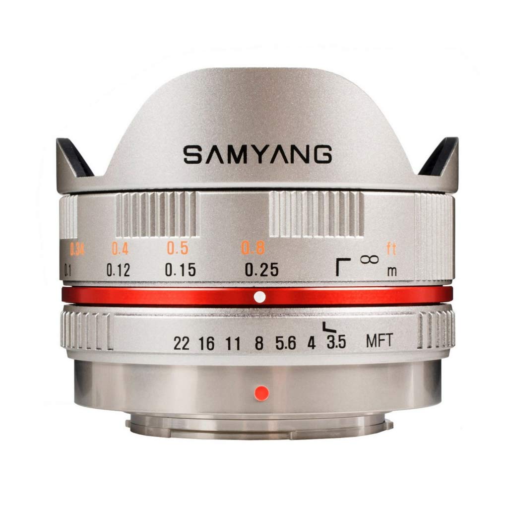 Samyang 7.5mm f/3.5 UMC Fisheye, Lente Ojo de Pez para Micro Cuatro Tercios, Gris