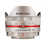 Samyang 7.5mm f/3.5 UMC Fisheye, Lente Ojo de Pez para Micro Cuatro Tercios, Gris