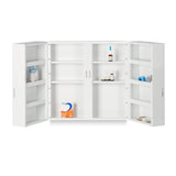 Relaxdays Armario Botiquín de Acero con Cerradura, 11 Compartimentos, 53x53x21,5cm, 2 Puertas, Primeros Auxilios, Blanco, 53 x 53 x 21.5 cm