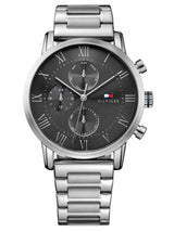 Tommy Hilfiger Reloj de Cuarzo Analógico Multifunción para Hombre de 44mm - Esfera Gris, Pulsera de Acero Inoxidable Plateado, 3 Subesferas, Resistencia al Agua 3ATM - 1791397