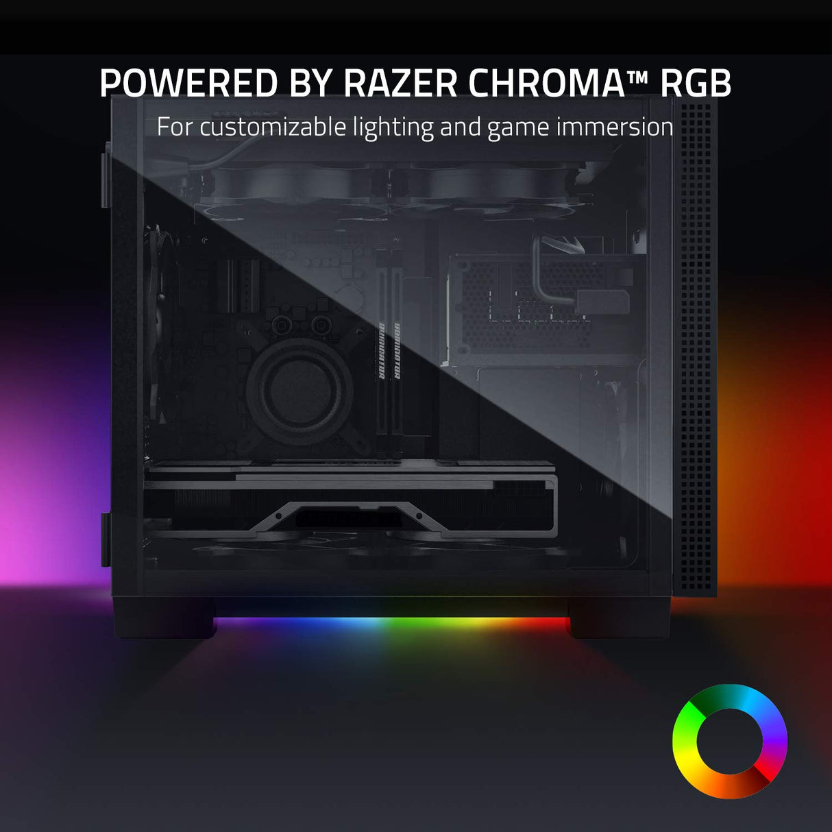 Razer Tomahawk Mini-ITX - Caja para juegos con Razer Chroma RGB (Puertas con bisagras en ambos lados, ventilación, filtro de polvo, gestión de cables, para radiadores de hasta 240 mm)
