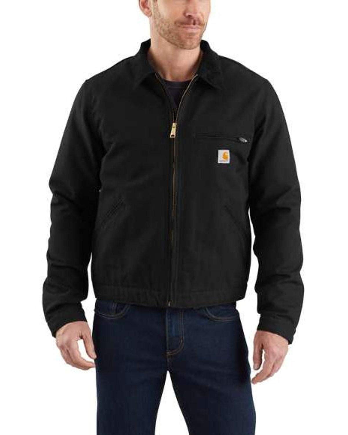 Carhartt, Hombre, Detroit Chaqueta En Lona De Algodón Con Forro Cálido, Ajuste Ligeramente Holgado, Negro, L