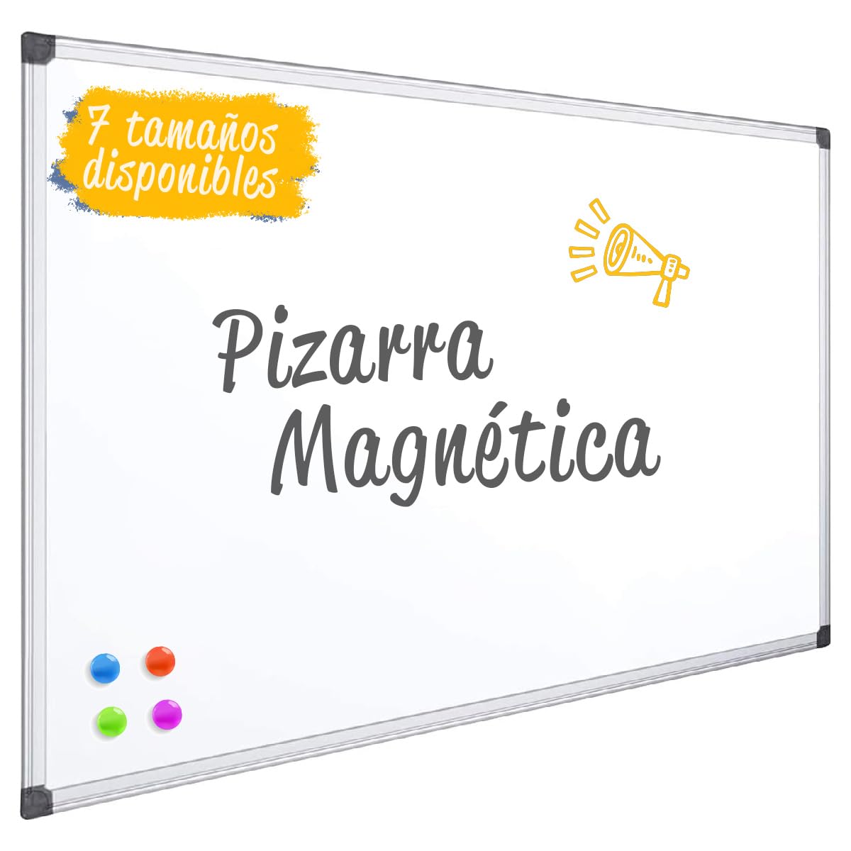 OFITURIA® Pizarra Blanca Magnética Lacada Con Marco De Aluminio Resistente Fácil De Borrar En Seco, Medida 180x100 cm