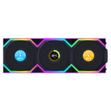 Lian Li UNI FAN SL-INF - Paquete de 3 ventiladores de refrigeración inalámbricos RGB PWM de 120 mm con pantalla LCD, color negro, rendimiento y estética sin costuras, tecnología PWM silenciosa