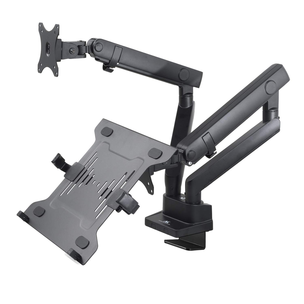 Soporte de Escritorio para 2 ó 3 monitores, Laptop, portátil, Pantalla, Monitor, Altura, rotación e inclinación Ajustable, con Portes USB Integrados, VESA 75x75, 100x100 (MC-813 Doble)