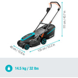 Gardena cortacésped a batería PowerMax 37/36V P4A sin batería: Ancho de Corte 37 cm, Capacidad de Recogida 45 l, Altura de Corte Ajustable Central, Motor PowerPlus con Eco-Modus (14638-55)