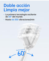 Laifen Wave Cepillo de Dientes Eléctrico Sónico Primera 60° Oscilación y Vibración 45 Días de Autonomía con 3 Cabezales Aceptado por ADA Personalización APP Antimoho Viaje Adultos (Acero Inoxidable)
