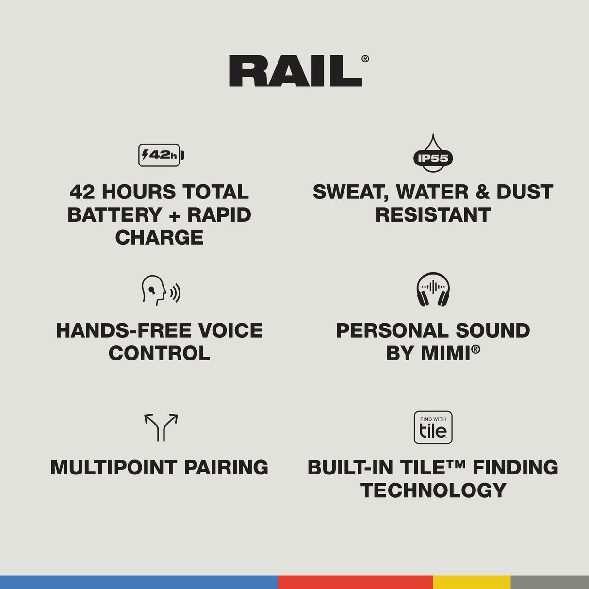 Skullcandy Rail ANC Auriculares In-Ear Inalámbricos con Cancelación de Ruido, 27 h de Autonomía, Micrófono, Compatibles con iPhone Android y Dispositivos Bluetooth. Bone
