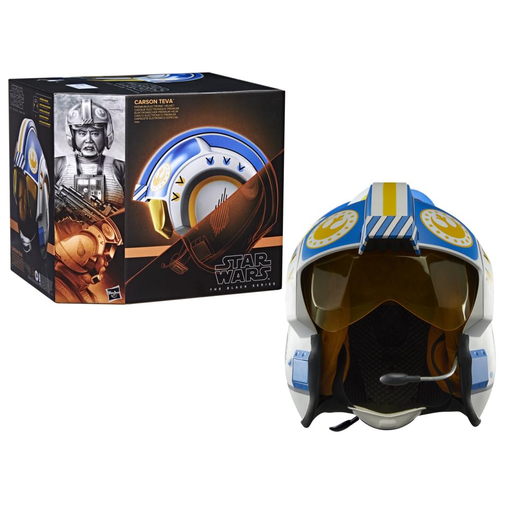 Star Wars The Black Series Carson Teva Casco electrónico premium con luces LED y sonidos avanzados, Juguete para niños y niñas de 14 años o más, Construcción y diversión en familia