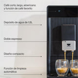 Incapto Aura Cafetera Superautomática | 19 Bares | Botón Doble Espresso | Cafetera de Grano Compacta y Diseño Elegante | Molinillo Regulable | Limpieza automática | Múltiples recetas (Negro)