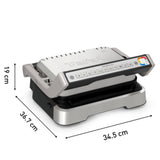 Tefal OptiGrill GC776D10 - Barbacoa de contacto 4 en 1 con bandeja para horno, plegable, 9 programas, indicador de nivel de cocción, parrilla eléctrica, horno