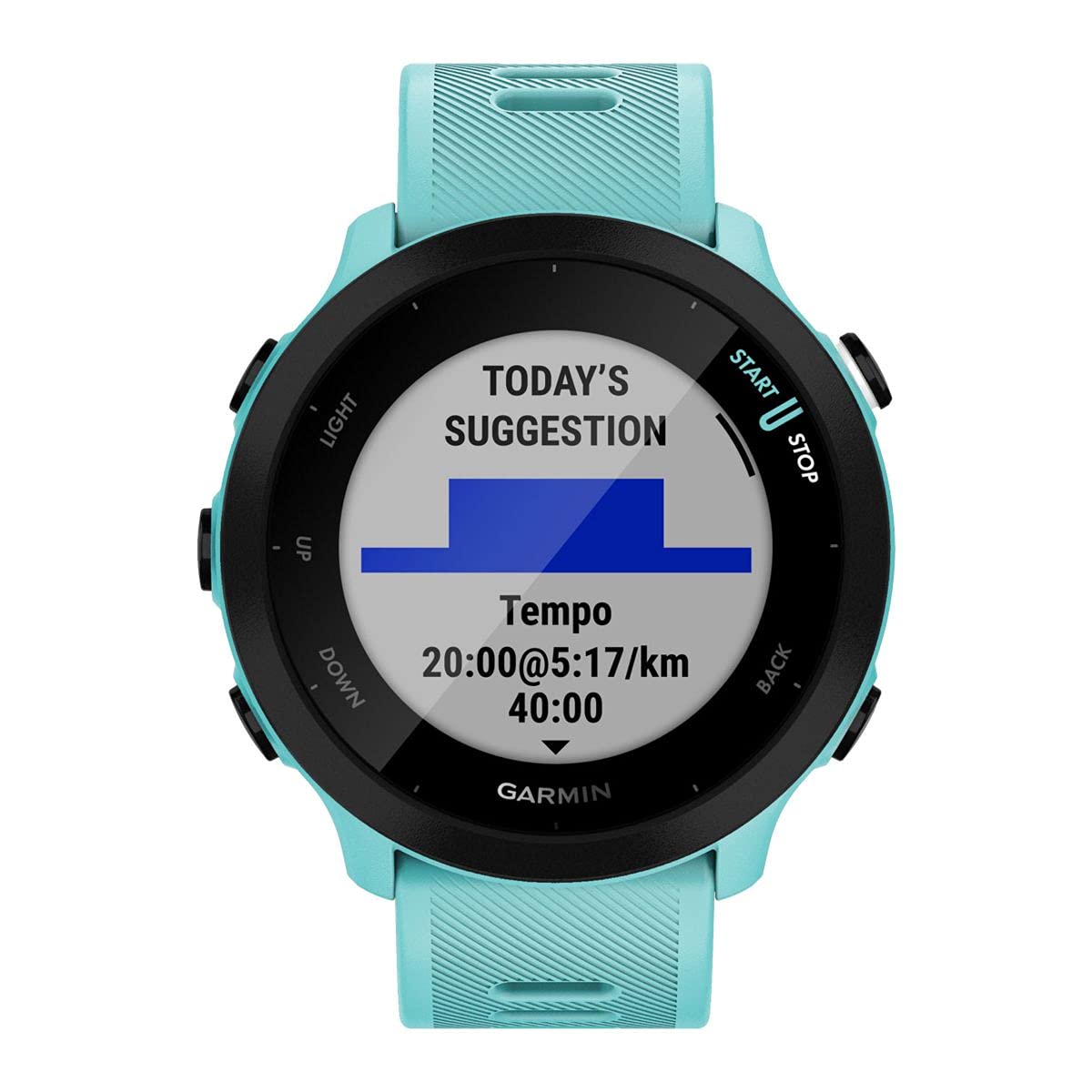 Garmin Forerunner 55 - Reloj inteligente para running con GPS, planes de entrenamiento, notificaciones y seguimiento del bienestar, Turquesa