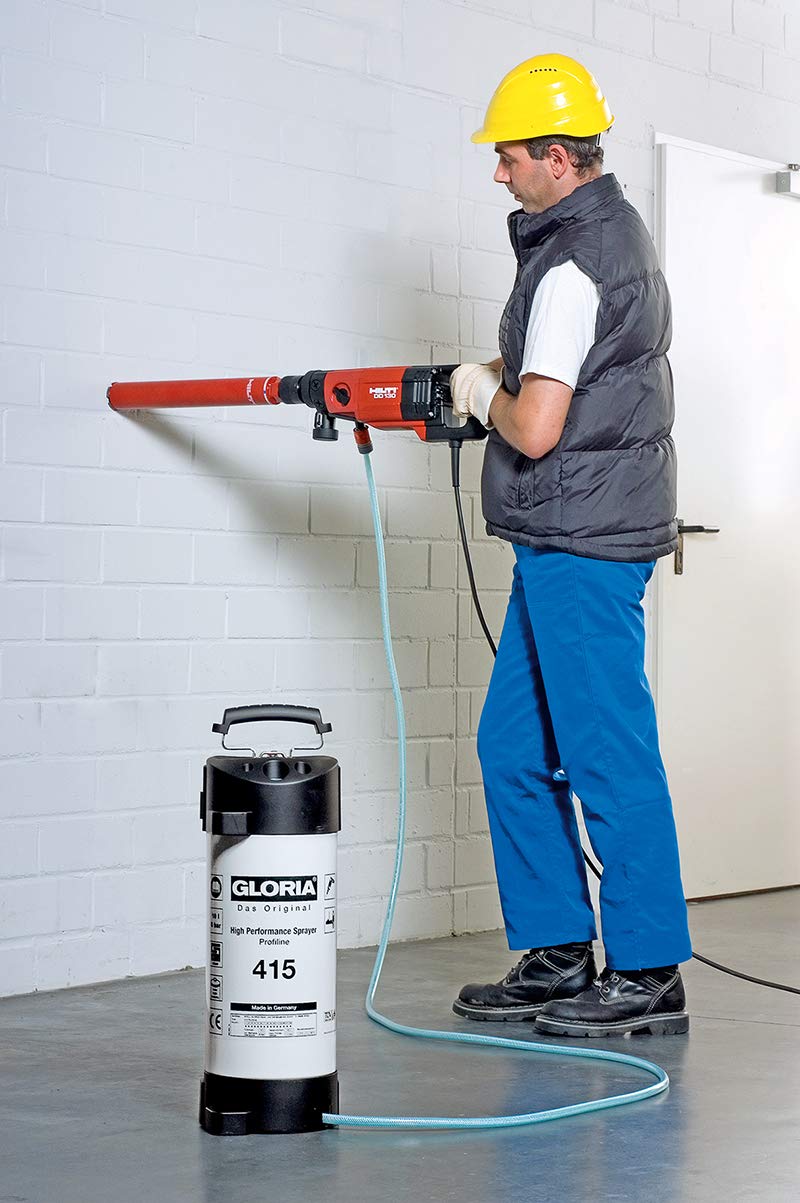 Gloria 415 Nebulizador profesional 10 l – Depósito de acero para suministro de agua en obras, manguera textil de 3 m, presión hasta 6 bar, con acoplamiento rápido