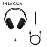 Logitech G G522 LIGHTSPEED auriculares con micrófono inalámbricos para gaming, LIGHTSYNC RGB, micrófono y audio avanzado, conexión triple - LIGHTSPEED, Bluetooth, USB-A a USB-C para PC - Negro