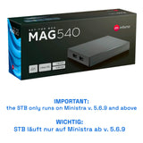 mag 540 Original Infomir & hb-digital Set Top Box 4K Media Player Receptor Internet TV UHD 60FPS 2160p@60 FPS HDMI 2.1 Soporte de 4K y HEVC USB3.0 Arm Cortex-A35 + Cable HDMI