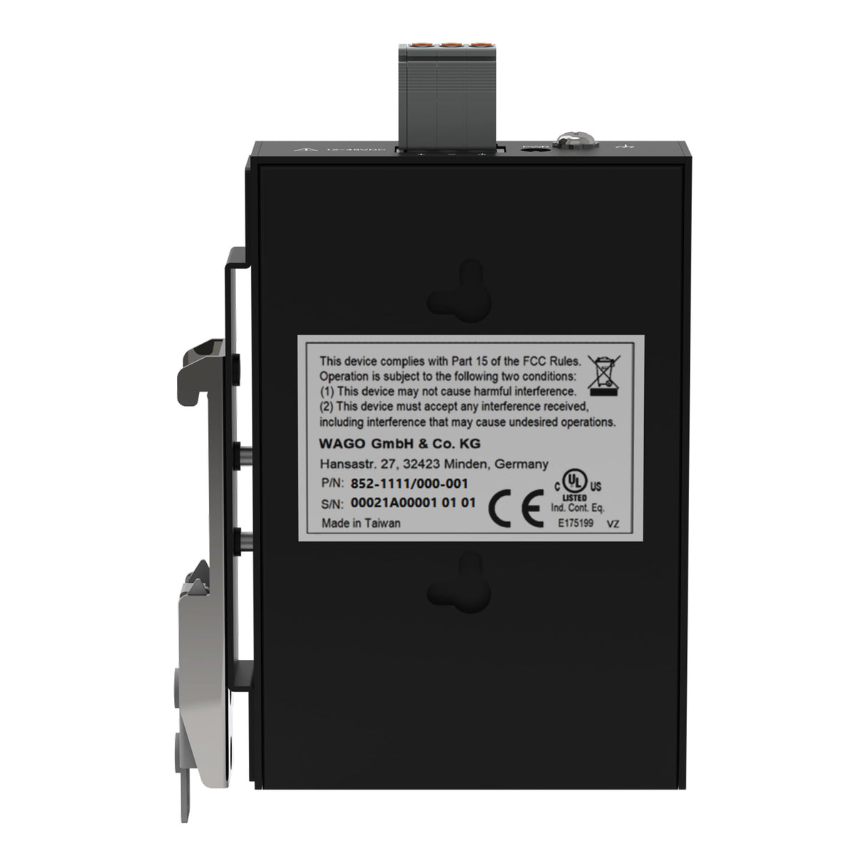 WAGO Interruptor ecológico Industrial 852-1111, con 5 Puertos ETHERNET de 10/100/1000 Mbit/s y LED de diagnóstico de Panel Frontal, soporta hasta 8000 direcciones Mac absolutas